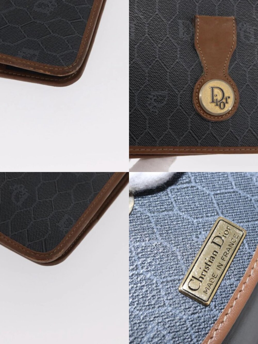 Christian Dior Honeycomb Canvas Chain Shoulder Bag PVC Black Gold Auth 170125 - Picture 16 of 16